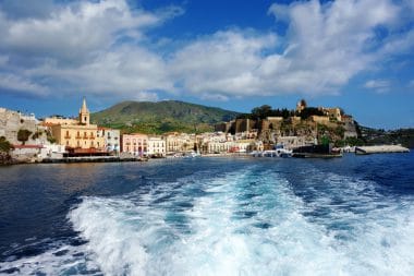 View from the water to Lipari